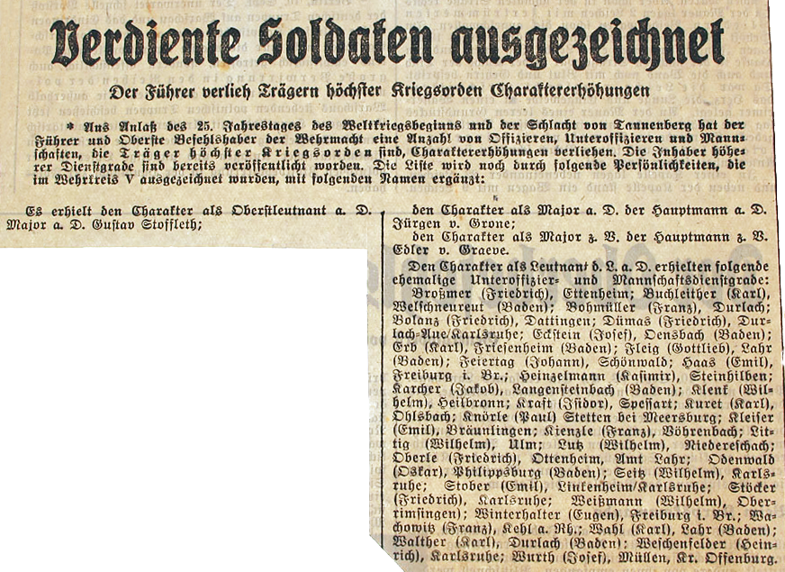Zeitungsausschnitt 1939